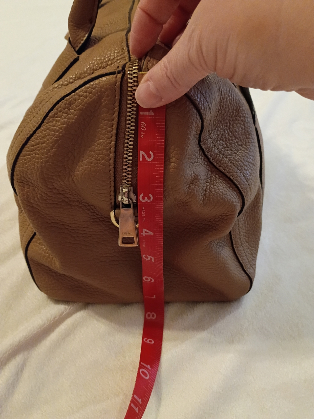 Furla Alba Medium Pebbled  Leather Satchel Bag Cross Body In Caramello - Picture 11 of 13